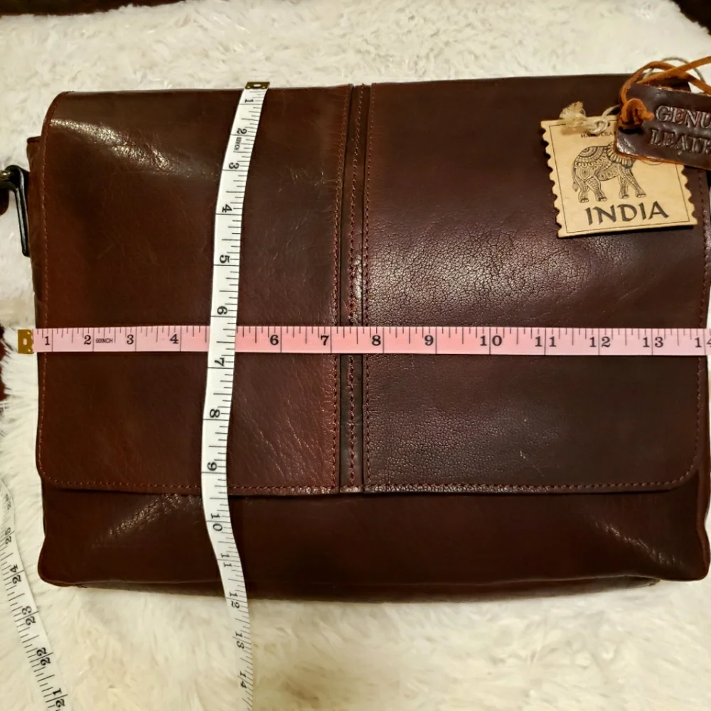 Genuine Leather Handcrafted Brown Crossbody Messenger Bag--NWT
